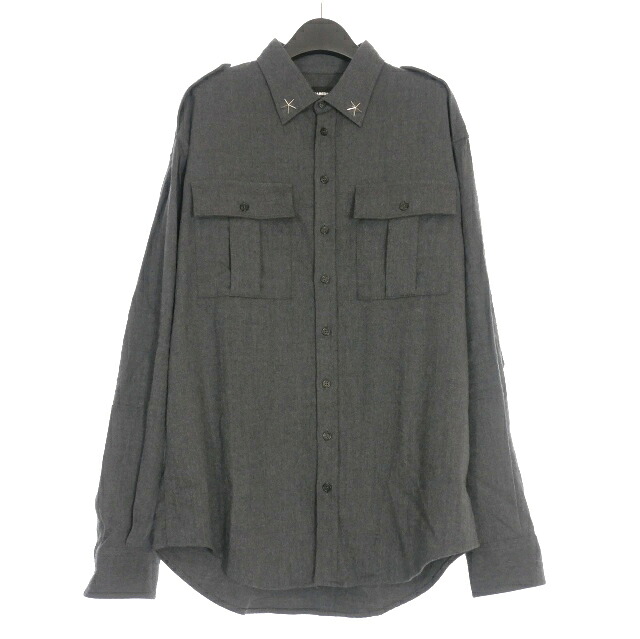 【中古】未当て嵌める品 ディースクエアード DSQUARED2 23AW Military Shirt 羊毛 ロングスリーブシャツ 長袖 46 薄墨色 S71DM0665 国内置き目 メンズ 【ベクター 古着】 250803