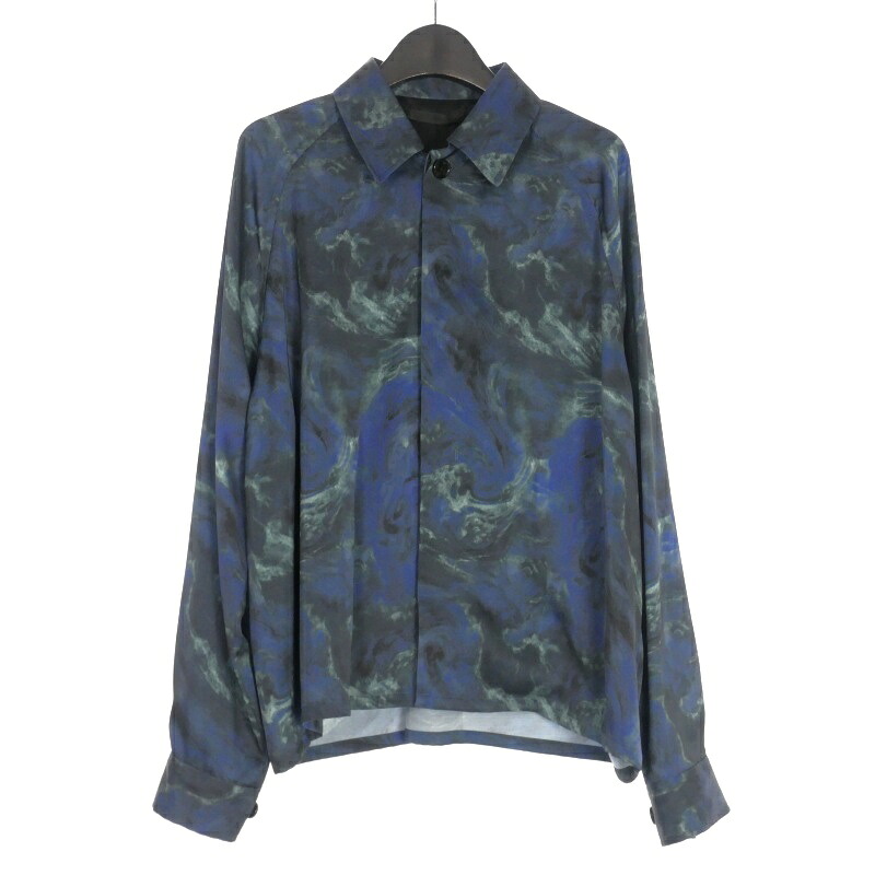 【中古】未使用品 ユハ JUHA 25SS ABSTRACT STONE SHORT JACKET シャツジャケット 4 ネイビー 紺 10210204-2 メンズ 【ベクトル 古着】 250810