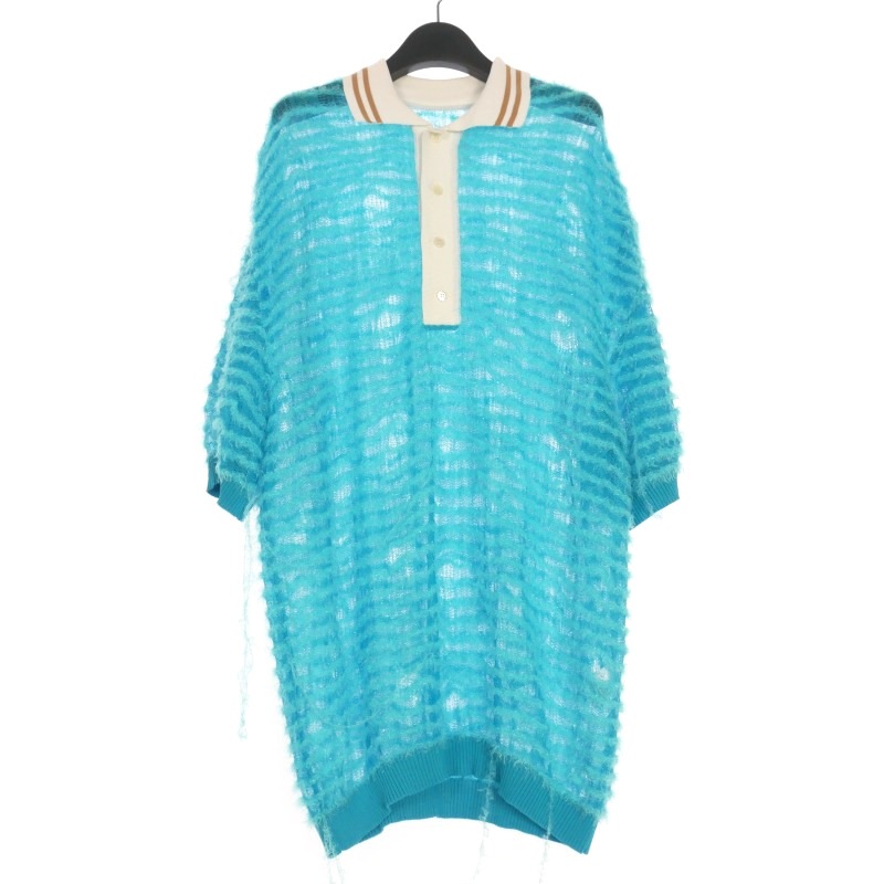 【中古】ベースマーク BASE MARK 25SS Damage Polo Knit ニット ポロシャツ 半袖 S ライトブルー 水色 25BS29 メンズ レディース 【ベクトル 古着】 250923