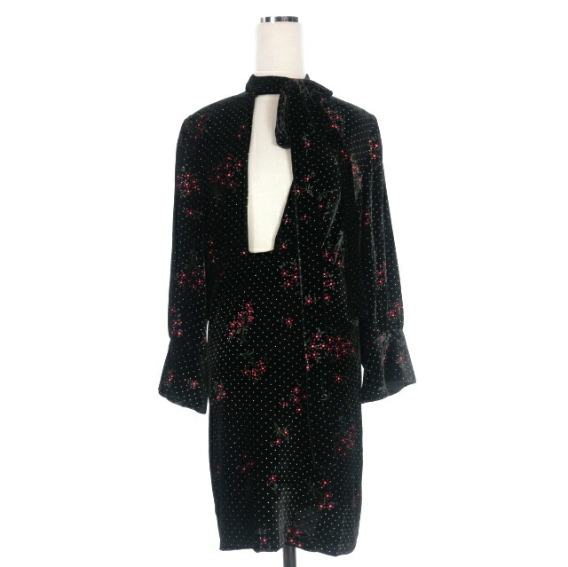 【中古】ディースクエアード DSQUARED2 23AW 花柄 ベルベットワンピース ドレス 長袖 38 ブラック 黒 S75CV0682 国内正規 レディース 【ベクトル 古着】 251116｜VECTOR&times;Refine