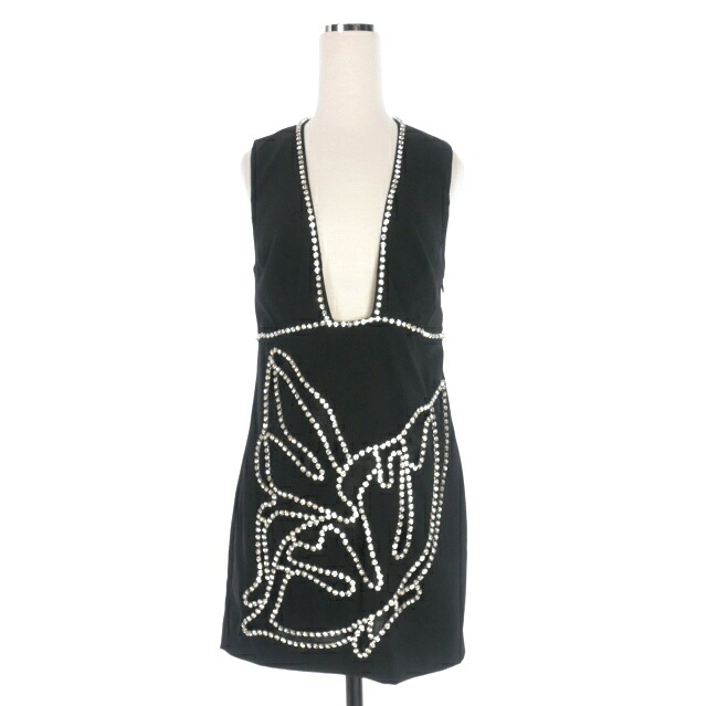 【中古】ディースクエアード DSQUARED2 23AW ノースリーブ ミニワンピース ビジュードレス 38 ブラック 黒 S75CV0695 国内正規 レディース 【ベクトル 古着】 251116
