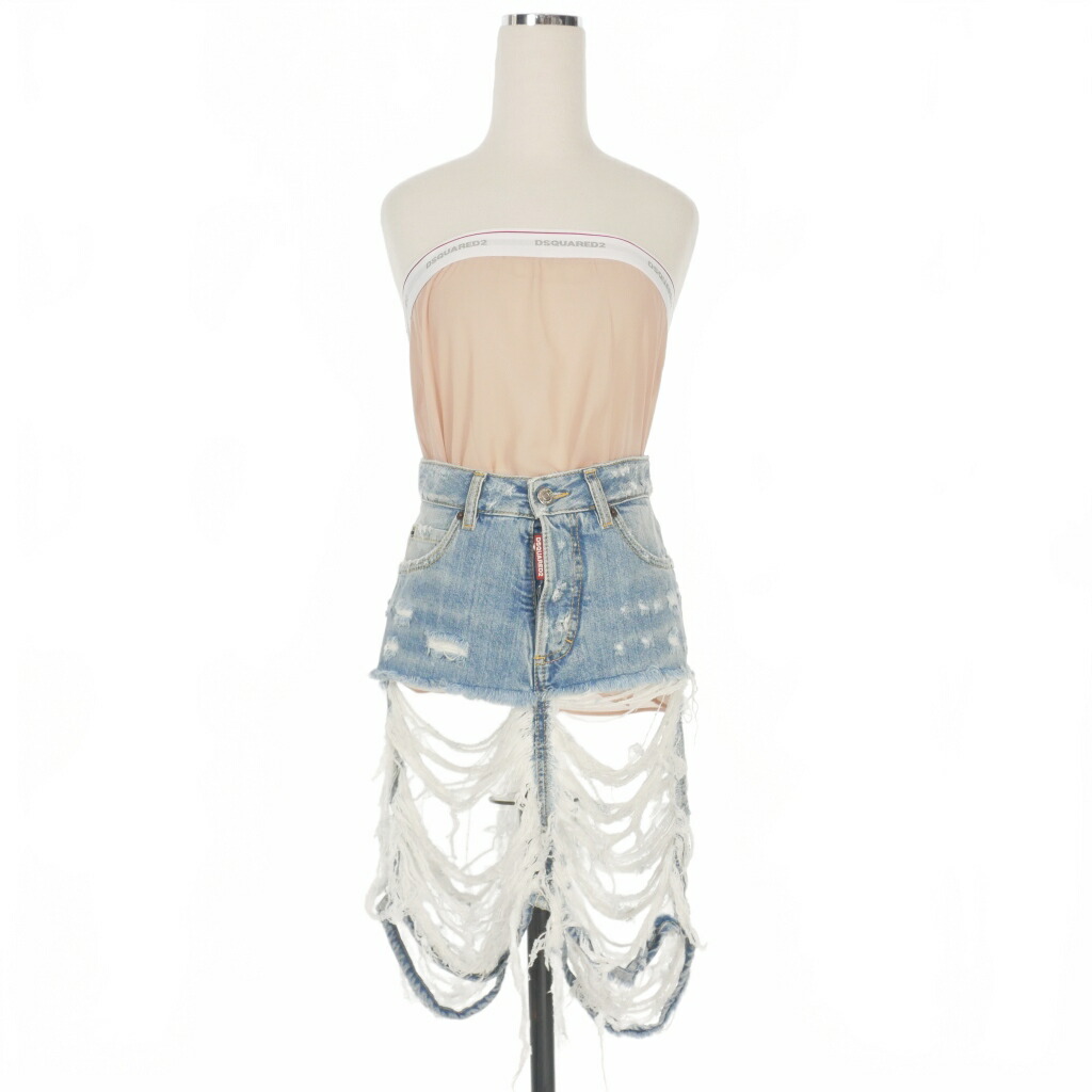 【中古】未使用品 ディースクエアード DSQUARED2 23AW Super Destroyed Skirt デストロイ加工 デニムスカート 36 インディゴ S72FV0030 国内正規 レディース 【ベクトル 古着】 251114