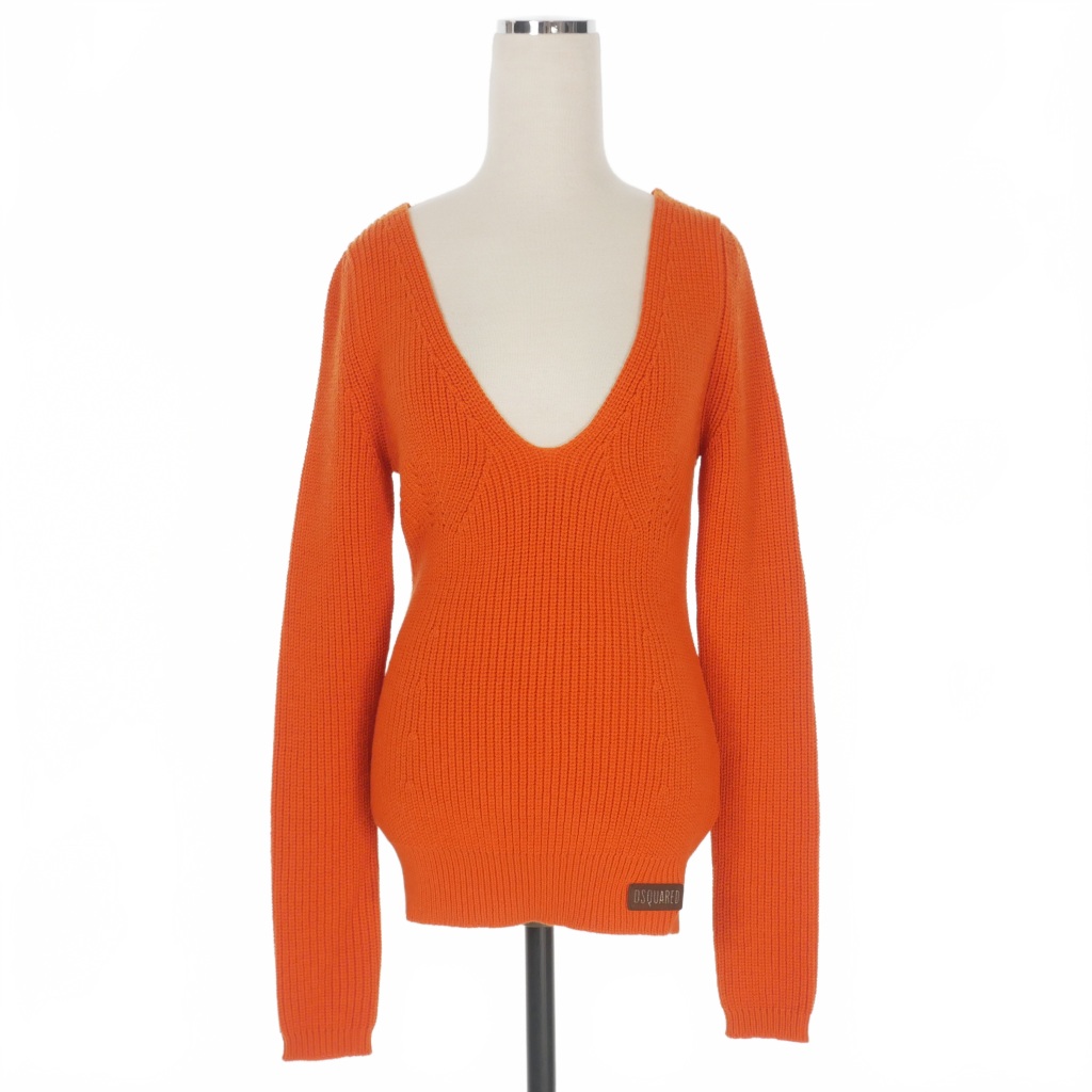 【中古】ディースクエアード DSQUARED2 23AW V素っ首編み物 スウェーター 羊毛 長袖 XS オレンジ色  S75HA1233 国内置き目 レディース 【ベクター 古着】 251125