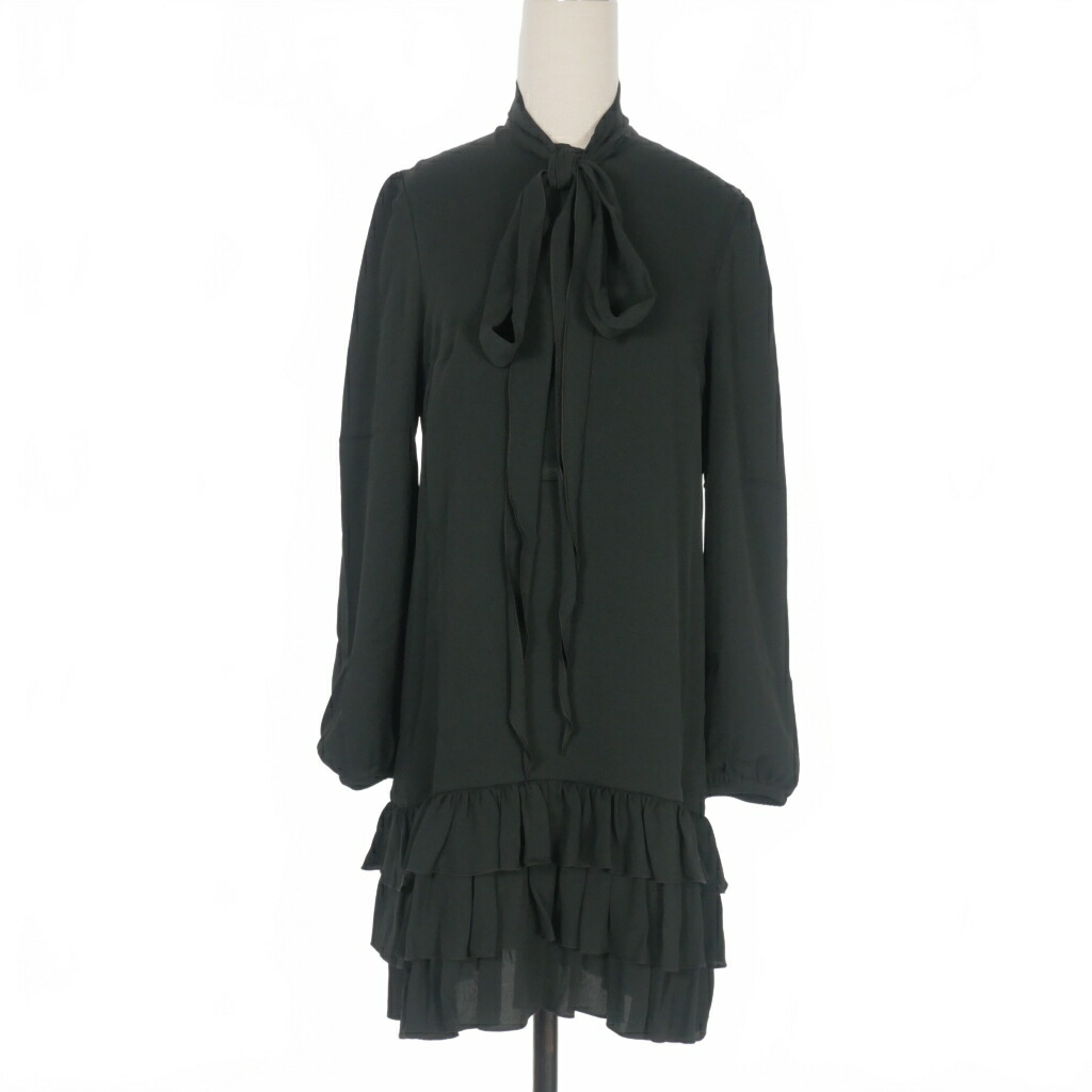 【中古】ディースクエアード DSQUARED2 23AW シュロの葉タイ王国 ティアードワンピース 御召しもの 長袖 38 黒いこと 黒 S72CV0445 国内置き目 レディース 【ベクター 古着】 251128
