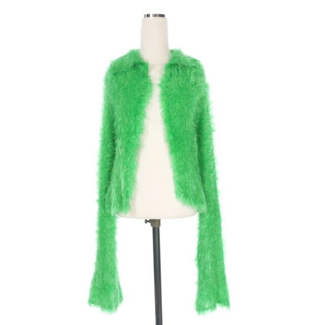 【中古】未使用品 インク EENK Ziggy Textured Collar Knit Cardigan シャギーニットカーディガン セーター 長袖 XS/S グリーン 緑 EEZ-1O353-CD07-GN レディース 【ベクトル 古着】 251130