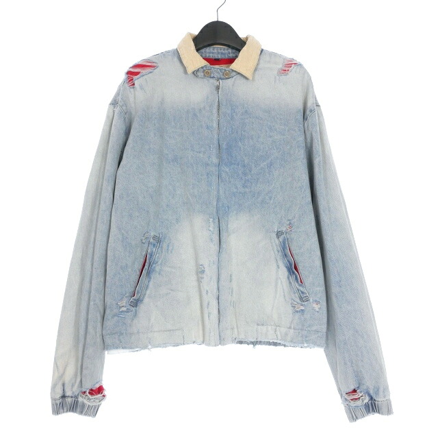 【中古】未使用品 バスケットケース Basketcase Distressed Padded Denim Jacket デニムジャケット ブルゾン L インディゴ メンズ 【ベクトル 古着】 251222