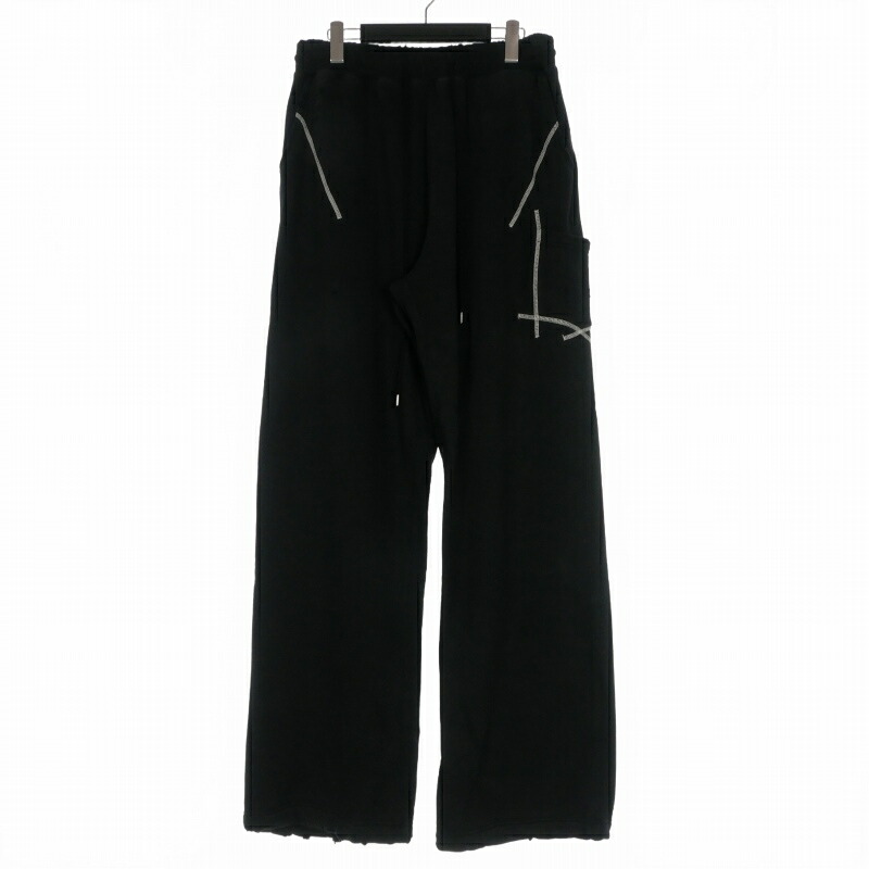 【中古】未使用品 ミシェル 71 MICHAEL 24AW ダメージ加工 ステッチ スウェットワイドパンツ M ブラック 黒 MC243P023 メンズ 【ベクトル 古着】 260110