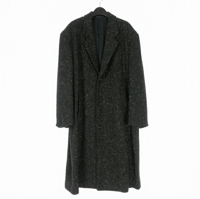 【中古】コムデギャルソンオムプリュス COMME des GARCONS HOMME PLUS ツイード ロングチェスターコート ジャケット 長袖 M ブラック 黒 PC-050100 メンズ 【ベクトル 古着】 260123