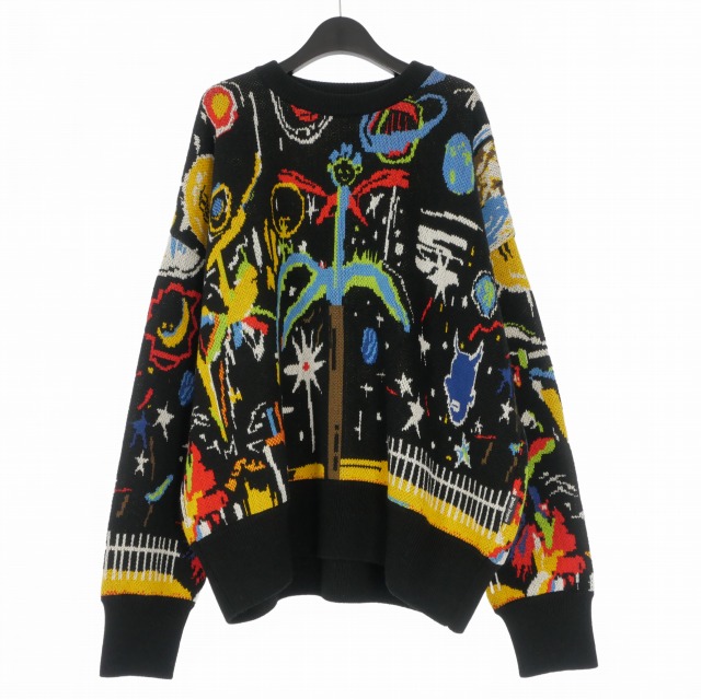 【中古】未使用品 パームエンジェルス PALM ANGELS 23AW Starry Night Jacquard Sweater セーター ニット 長袖  XL ブラック/マルチカラー PMHE053E23KNI0021084 国内正規 メンズ 【ベクトル 古着】 260124