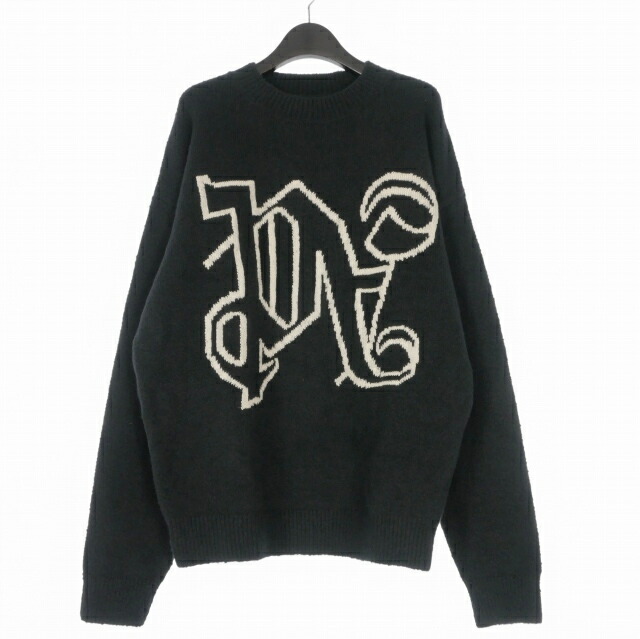 【中古】未使用品 パームエンジェルス PALM ANGELS 24AW Black Monogram Sweater モノグラムセーター ニット 長袖 M ブラック 黒 PMHE054F24KNI0011003 国内正規 メンズ 【ベクトル 古着】 260213