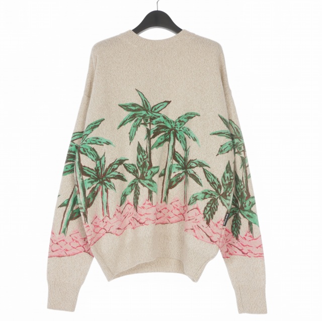 【中古】未使用品 パームエンジェルス PALM ANGELS 23AW PALMS ROW PRINTED SWEATER グラフィックプリントセーター ニット 長袖 S バターグリーン PMHE054E23KNI0050455 国内正規 メンズ 【ベクトル 古着】 260125