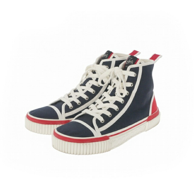 【中古】クリスチャンルブタン Christian louboutin Pedro Flat MARINE ご機嫌撥ねのける 帆布スニーカー 靴 42 米国海軍/赤いこと メンズ 【ベクター 古着】 260126