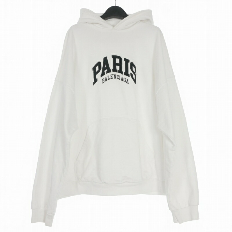 【中古】バレンシアガ BALENCIAGA Cities Paris Hoodie オーバーサイズ パーカー フーディー 長袖 3 ホワイト 白 674986 国内正規 メンズ レディース 【ベクトル 古着】 260205
