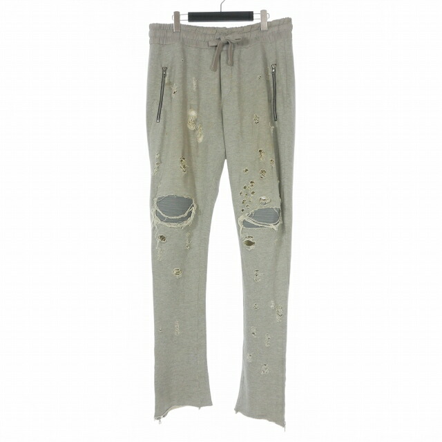 【中古】アミリ AMIRI MX1 蛇腹 クラッシュバイカースウェットパンツ ダメージ加工 48 グレー メンズ 【ベクトル 古着】 260213