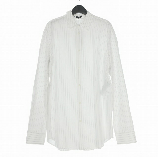【中古】未当て嵌める品 アンドゥムルメステール ANN DEMEULEMEESTER 24AW BENARD STANDARD SHIRT STROPED POPELIN 縞模様プルオーバー 長袖 48 白いこと/黒いこと 白/黒 2402-M-SH07-FA518-D0019 国内定め事 メンズ 【ベクター 古着】 260207