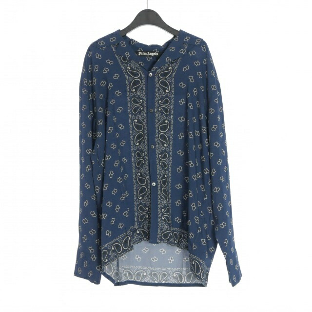 【中古】未当て嵌める品 パームエンジェルス PALM ANGELS 24SS Paisley Print Bowling Shirt  ペイズリー柄プルオーバー オープンカラーシャツ 長袖 46 青碧 青 PMGE034S24FAB0024646 メンズ 【ベクター 古着】 260221