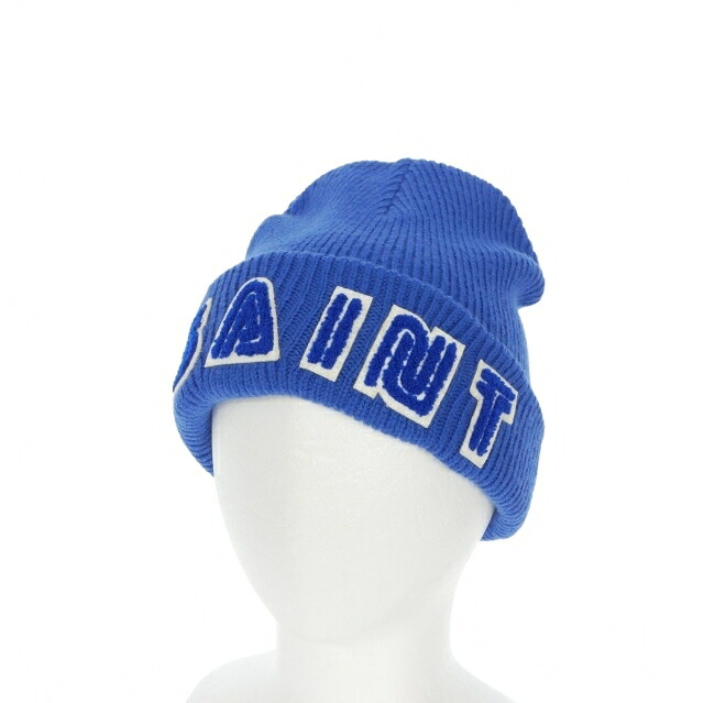 【中古】未使用品 セントマイケル SAINTMICHAEL 25AW SEGAコラボ SG_KNIT CAP ロゴワッペン ニットキャップ ビーニー 帽子 OS ブルー 青 SM-HR1-0000-C66 メンズ 【ベクトル 古着】 260217