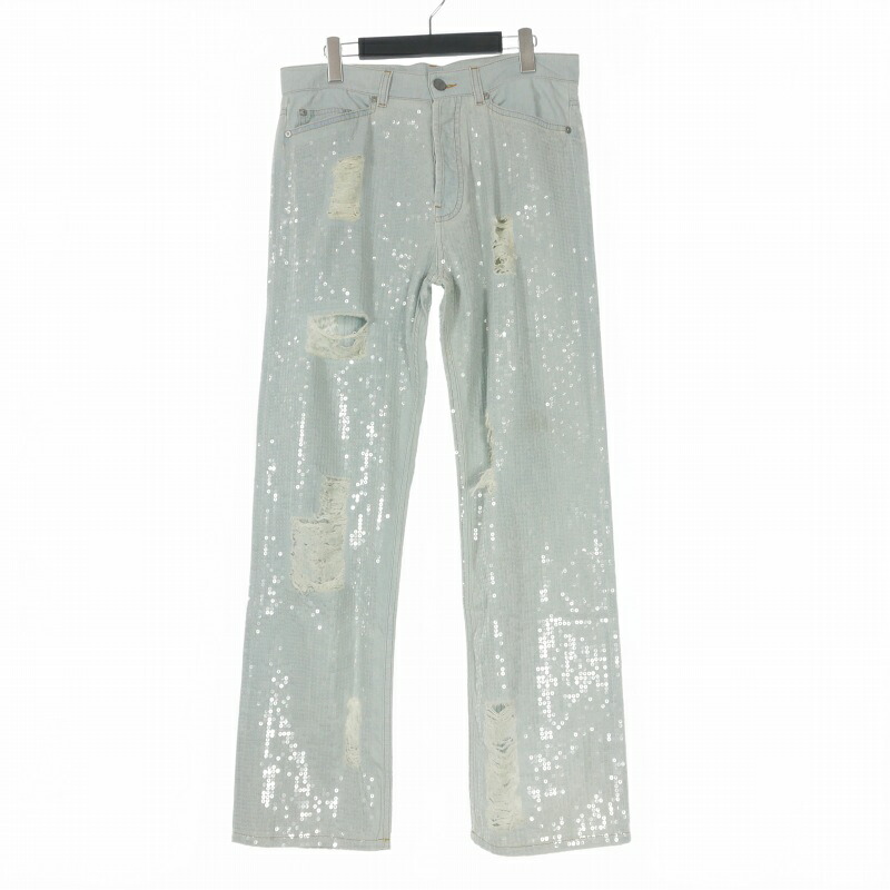 【中古】未使用品 パームエンジェルス PALM ANGELS 23AW SEQUINS DESTR LOOSE DENIM スパンコールデニムパンツ ジーンズ 32 ブルー PMYA030E23DEN0030760 メンズ 【ベクトル 古着】 260222
