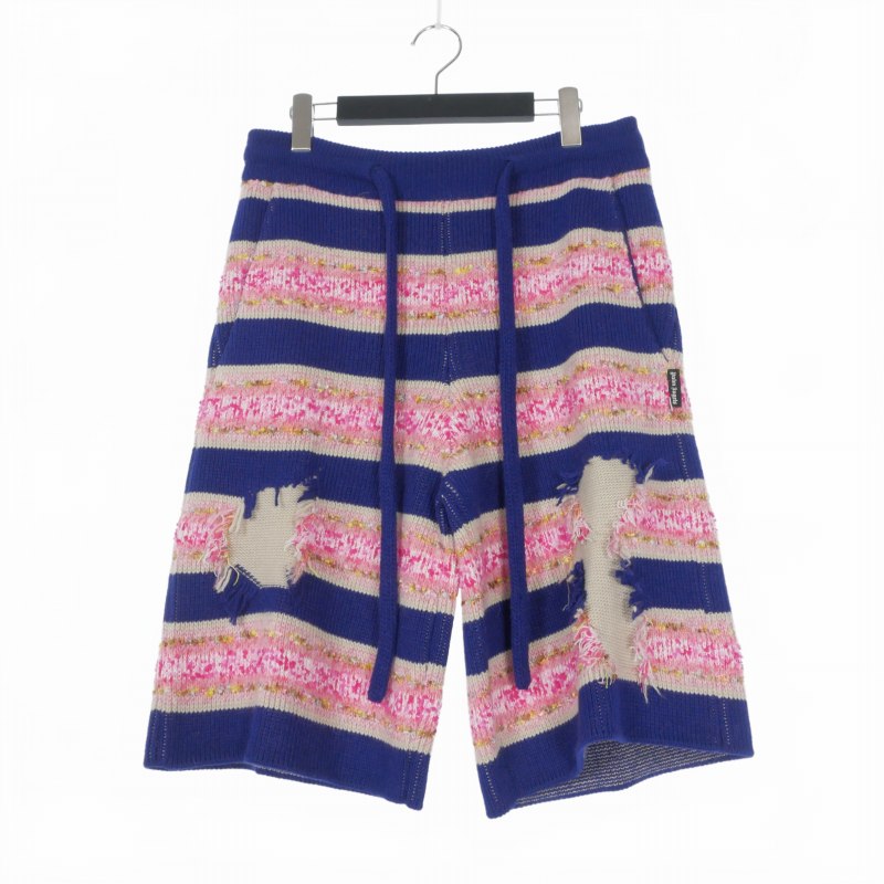 【中古】未使用品 パームエンジェルス PALM ANGELS 23AW STRIPED KNIT POLO SHORT ニットショーツ ショートパンツ S ブルー 青 PMHM007F23KNI0014632 メンズ 【ベクトル 古着】 260223