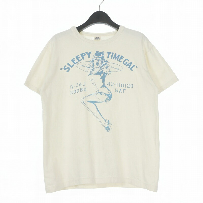 【中古】トイズマッコイ TOYS McCOY 18SS MILITARY TEE SHIRT SLEEPY TIME GAL ミリタリーTシャツ カットソー 半袖 L オフホワイト 白 メンズ 【ベクトル 古着】 260224