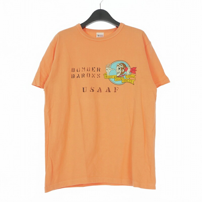 【中古】バズリクソンズ BUZZ RICKSON’S BOMBER BARONS USA製 ボンバーバロンズ Tシャツ カットソー 半袖 L オレンジ メンズ 【ベクトル 古着】 260224