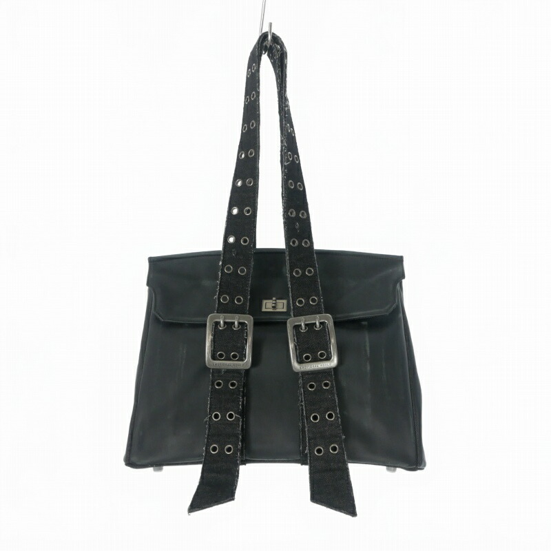 【中古】エモーショナルワールド EMOTIONAL WORLD Punk Travel Bag カウハイドレザー トートバッグ ダメージ加工 鞄 ブラック 黒 メンズ 【ベクトル 古着】 260301