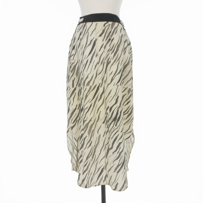 【中古】フォトコピュー PHOTOCOPIEU 21SS シルクロングスカート ゼブラ柄 36 オフホワイト/ブラック 211JWT レディース 【ベクトル 古着】 260313