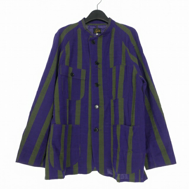 【中古】ニードルス ニードルズ Needles 21SS Chore Coat - Aizu-Tsumugi カバーオール ジャケット ブルゾン S パープル/グリーン IN124 メンズ 【ベクトル 古着】 260307