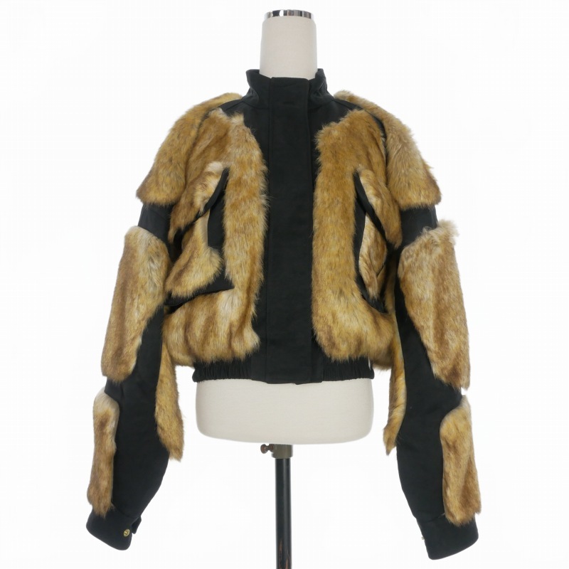 【中古】未使用品 アキコアオキ AKIKOAOKI 23AW ボアショートブルゾン ジャンパー ファー 長袖 F ブラック/ベージュ系 黒/ベージュ系 A23AW-JK01-02 レディース 【ベクトル 古着】 260308|VECTOR×Refine
