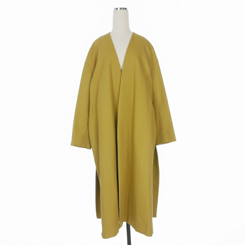 【中古】エンフォルド ENFOLD 18SS ホンブルグ帽捻じれCO1ミニマルスリット 否色つや厚地の外套 上衣 長袖 36 洋芥子 黄 300BS230-0340 レディース 【ベクター 古着】 260316