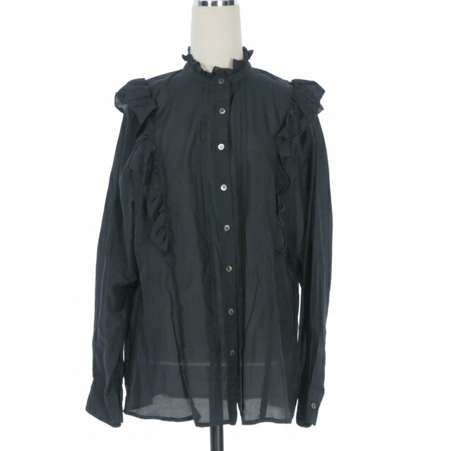 【中古】スピック&スパン Spick&Span 22SS フリルブラウス シャツ 長袖 F ネイビー 紺 22-051-200-2011-1-0 レディース 【ベクトル 古着】 260319