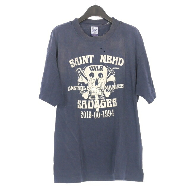 【中古】未当て嵌める品 仙マイケル SAINTMICHAEL × NEIGHBORHOOD 25SS STHD . SS TEE SAINT NBHD Ｔシャツ カットソー 半袖 L 米国海軍 SM-HR8-0000-C71 メンズ 【ベクター 古着】 260310