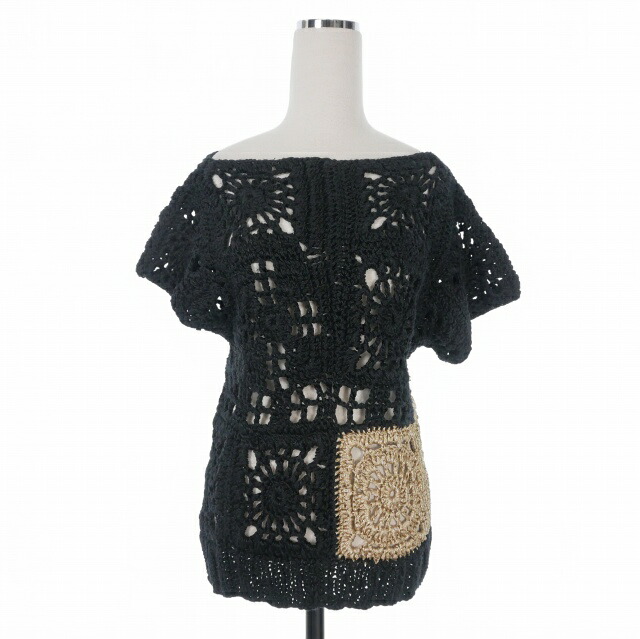 【中古】ドリスヴァンノッテン DRIES VAN NOTEN クロシェ編み ニット セーター ノースリーブ S ブラック 黒 レディース 【ベクトル 古着】 260324