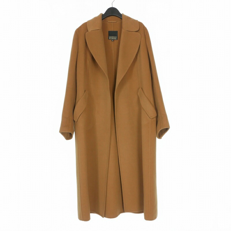 【中古】ジャンフランコフェレ GIANFRANCO FERRE ウールアンゴラ ロングコート ジャケット 長袖 46 ライトブラウン 茶 MW6W05-51982 レディース 【ベクトル 古着】 260331｜VECTOR&times;Refine 10,746円