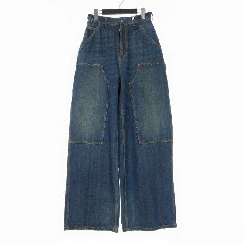 【中古】未使用品 メゾンマルジェラ Maison Margiela 25AW ダブルニー ワイドレッグジーンズ デニムパンツ 46 インディゴ S67KA0077 国内正規 メンズ 【ベクトル 古着】 260323