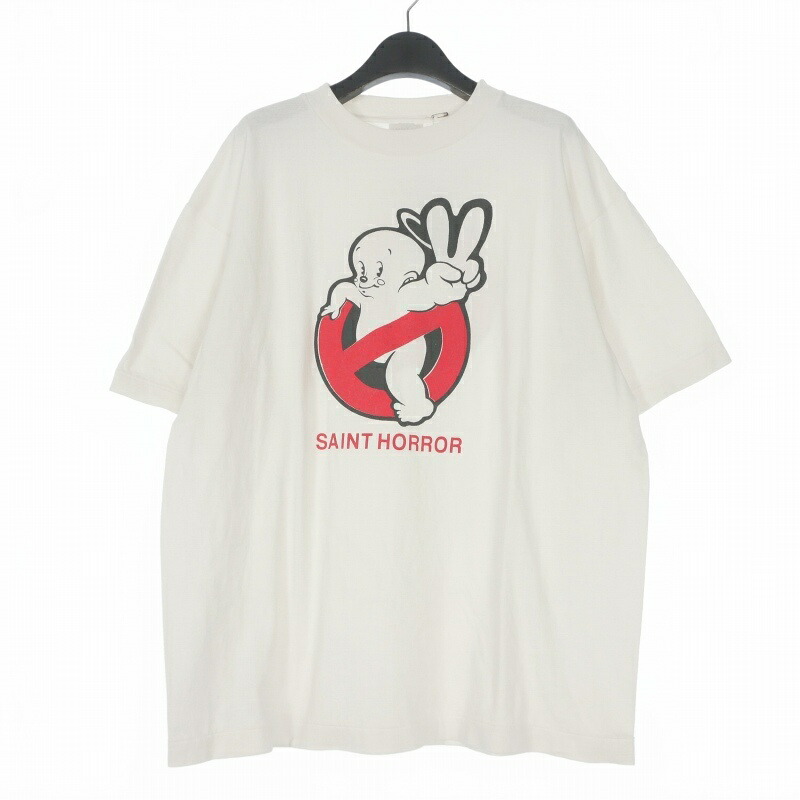 【中古】未使用品 セントマイケル SAINTMICHAEL 26SS SAINT HORROR SS T-SHIRT グラフィックプリントTシャツ カットソー 半袖 L ホワイト 白 SM-MK8-0000-009 メンズ 【ベクトル 古着】 260413