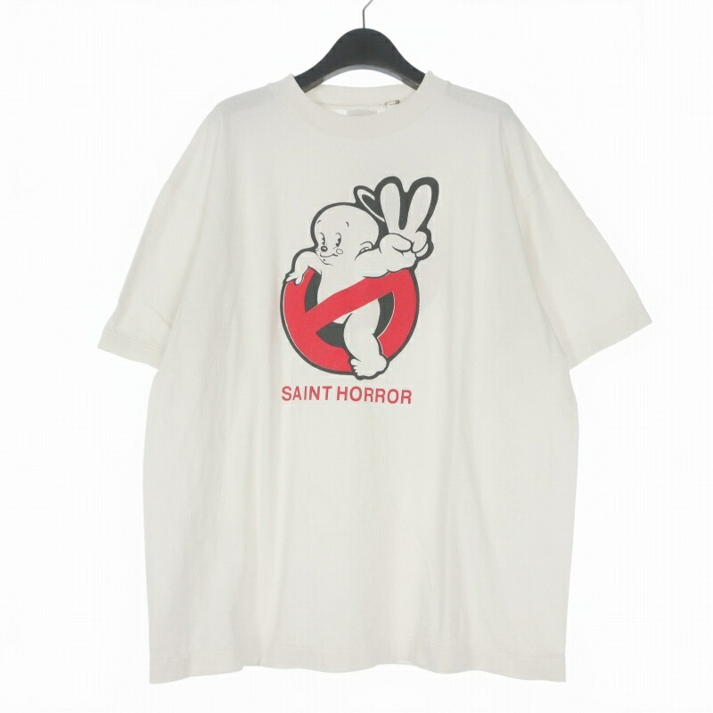 【中古】未当て嵌める品 仙マイケル SAINTMICHAEL 26SS SAINT HORROR SS T-SHIRT グラフィック刷り上げるティーシャツ カットソー 半袖 L 白いこと 白 SM-MK8-0000-009 メンズ 【ベクター 古着】 260602