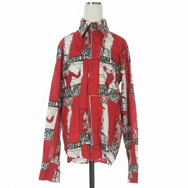【中古】バジュラ bajra 総柄 ロングスリーブシャツ ブラウス 長袖 M レッド 赤 75BS05 レディース 【ベクトル 古着】 260406