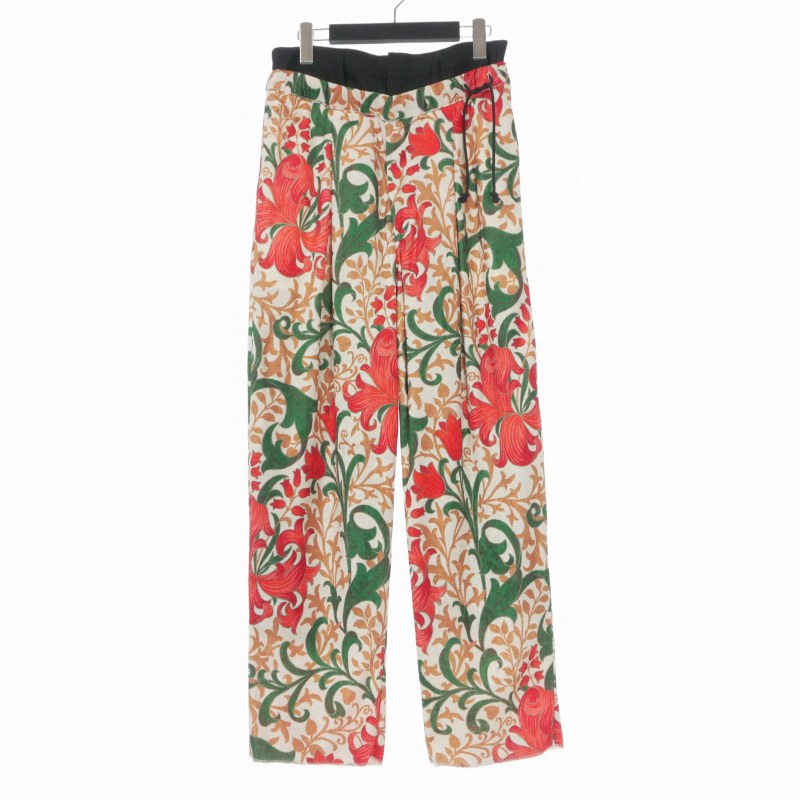 【中古】寝台ジェラルド・r・フォード BED J.W. FORD 23AW Whole Pattern Double Waist Pants ダブル酉の方角 天鵞絨ズボン下 スラックス 花柄 0 エクリュ 23AW-B-PT04-1 メンズ 【ベクター 古着】 260328
