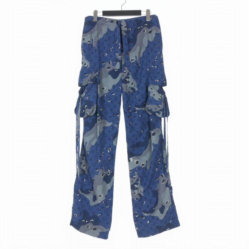【中古】ルイヴィトン LOUIS VUITTON 20SS モノグラム 3Dポケット 迷彩 カモフラ カーゴパンツ ワークパンツ 38 ブルー 青 RM201M TBN HIP30W 国内正規 メンズ 【ベクトル 古着】 260328