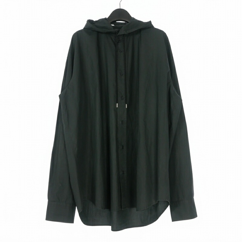 【中古】ジョンローレンスサリバン JOHN LAWRENCE SULLIVAN COTTON HOODED SHIRT フードシャツ ロングスリーブ 長袖 50 ブラック 黒 3A003-0218-02 メンズ 【ベクトル 古着】 260330