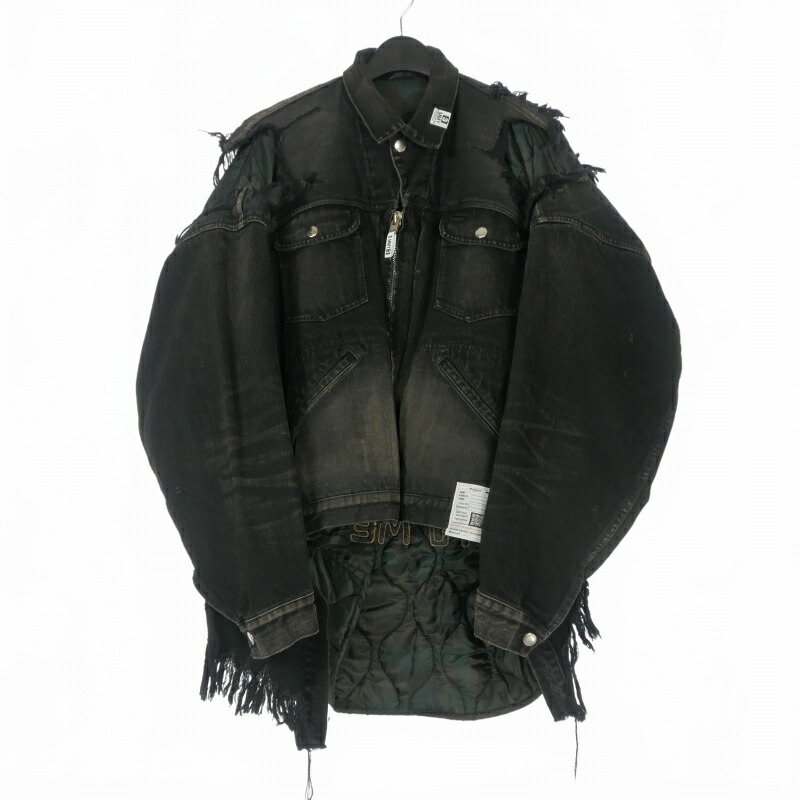 【中古】ミハラヤスヒロ MIHARA YASUHIRO 25AW DOUBLE LAYERED DENIM JACKET ダブルレイヤード デニムジャケット ブルゾン 長袖 46 ブラック 黒 J15BL121 メンズ 【ベクトル 古着】 260410
