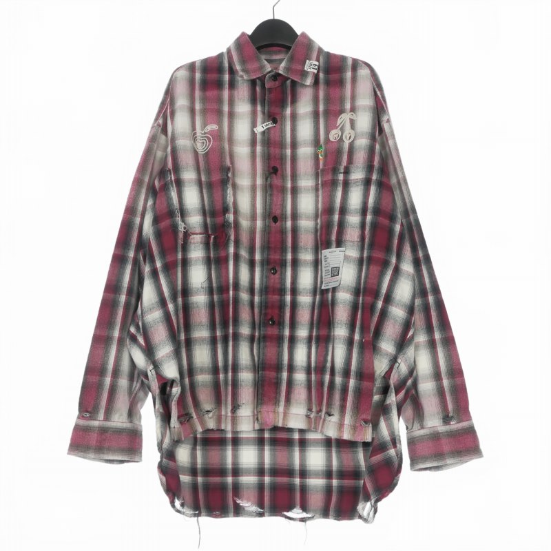 【中古】ミハラヤスヒロ MIHARA YASUHIRO 25AW Vintage Like Check L/S Shirts ヴィンテージライク チェックシャツ 長袖 46 レッド 赤 J15SH181 メンズ 【ベクトル 古着】 260410