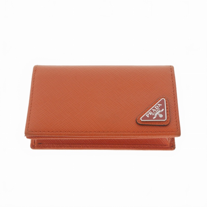 【中古】プラダ PRADA サフィアーノ カードケース 名刺入れ PAPAYA オレンジ 2MC122 メンズ レディース 【ベクトル 古着】 260410