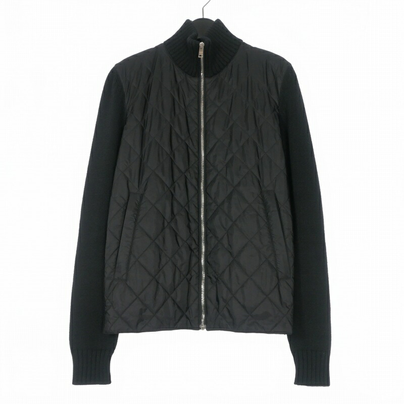 【中古】プラダ PRADA キルティング切替 ドライバーズニット ジャケット ブルゾン 46 ブラック 黒 UMC898 国内正規 メンズ 【ベクトル 古着】 260414