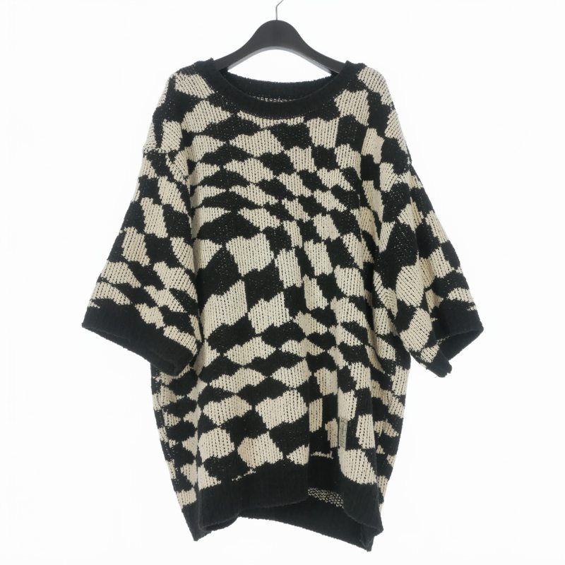 【中古】アーダーエラー ADER ERROR 23SS Wave Sweater 半袖ニット セーター A3 ブラック/ホワイト 白/黒 BMADSSKT0503BK3 メンズ 【ベクトル 古着】 260417
