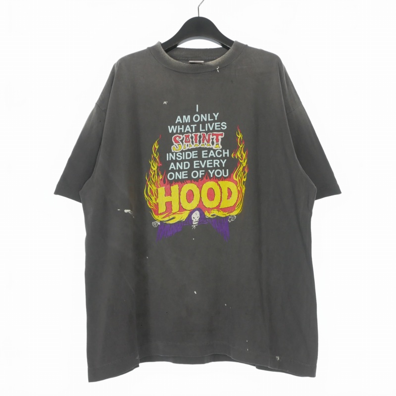 【中古】仙マイケル SAINTMICHAEL × ネイバーフッド NEIGHBORHOOD 25SS STHD. SS TEE HOOD プルオーバー カットソー 半袖 L 黒いこと 黒 SM-HR8-0000-C69 メンズ 【ベクター 古着】 260417