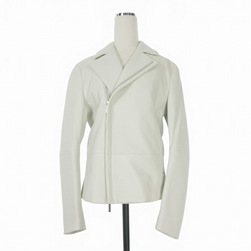 【中古】カルバンクライン CALVIN KLEIN ラムレザー ライダースジャケット ブルゾン 長袖 36 ライトグレー 414514 国内正規 メンズ 【ベクトル 古着】 260418