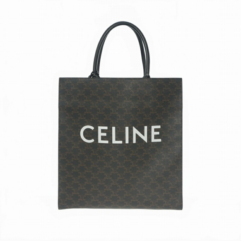 【中古】セリーヌ CELINE トリオンフ キャンバス バーディカル カバ ラージ トートバッグ ハンドバッグ 鞄 ブラウン 茶 メンズ レディース 【ベクトル 古着】 260417