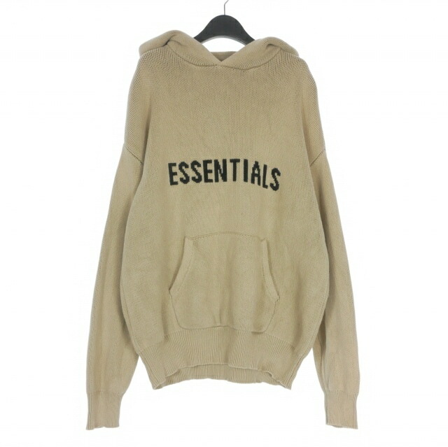 【中古】エフオージー エッセンシャルズ FOG ESSENTIALS 向こう正面ロゴタイプ 編み物パーカー フーディ 長袖 M ベージュ メンズ 【ベクター 古着】 260426 メンズファッション-ニット・セーター-トップス